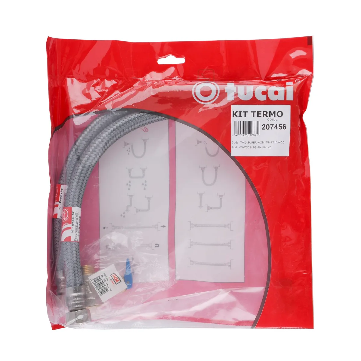 Набір для бойлера (2 TAQ SUPER ACB MG 1/2″ 0,4 м + Клапан підривний з прапорцем) 207456, TUCAI