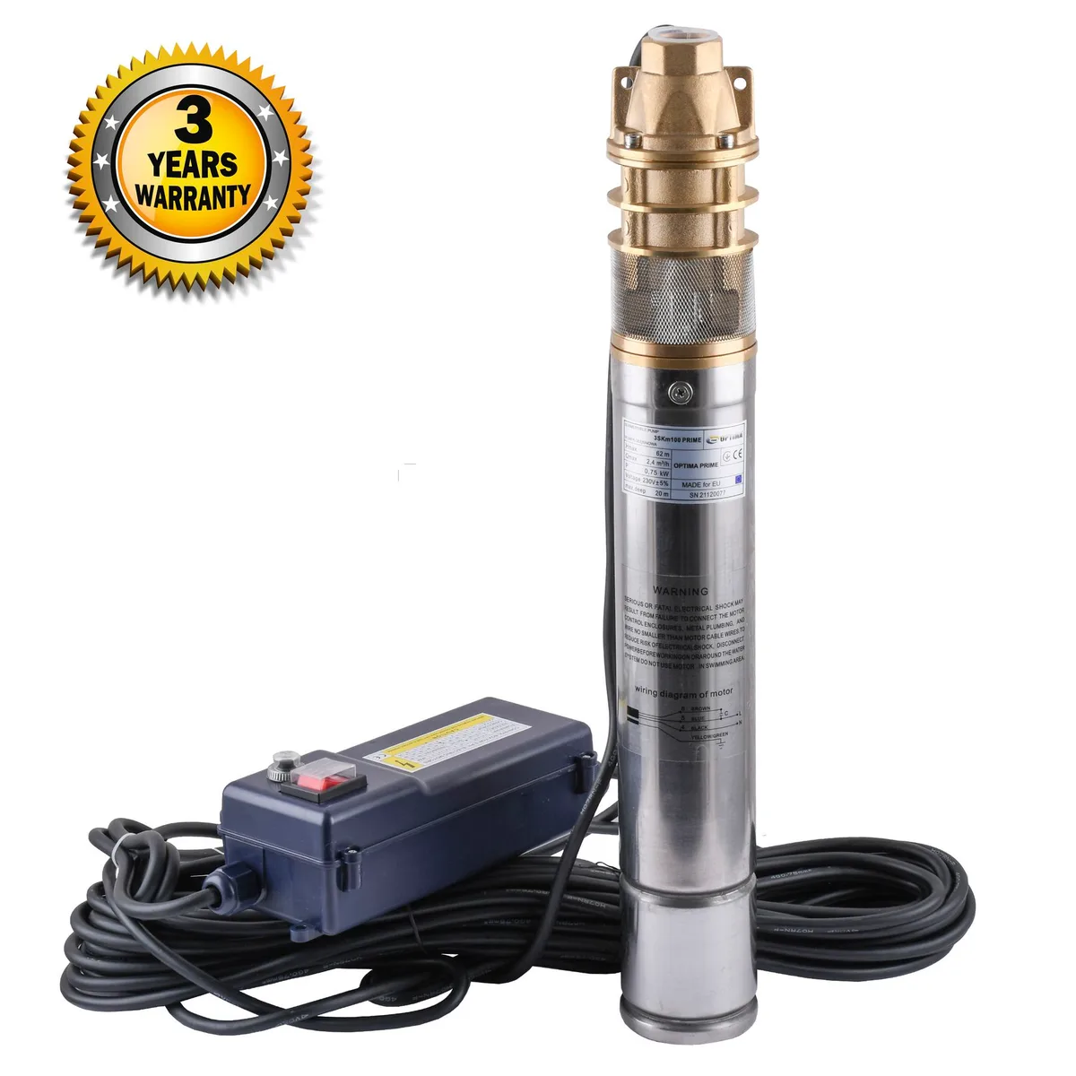 Насос свердловинний вихровий 3SKm100 PRIME 0.75кВт + кабель 20 м+ пульт, OPTIMA