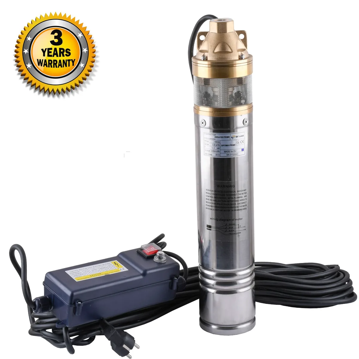 Насос свердловинний вихровий 4SKm150 PRIME 1.1кВт + кабель 20 м+пульт, OPTIMA