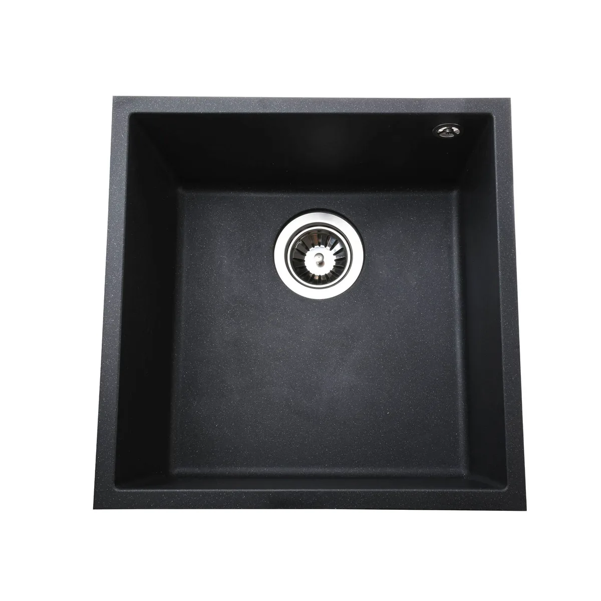 Гранітна мийка AMMER підстільна, чорний металік 440×440 мм - А0001, Globus Lux
