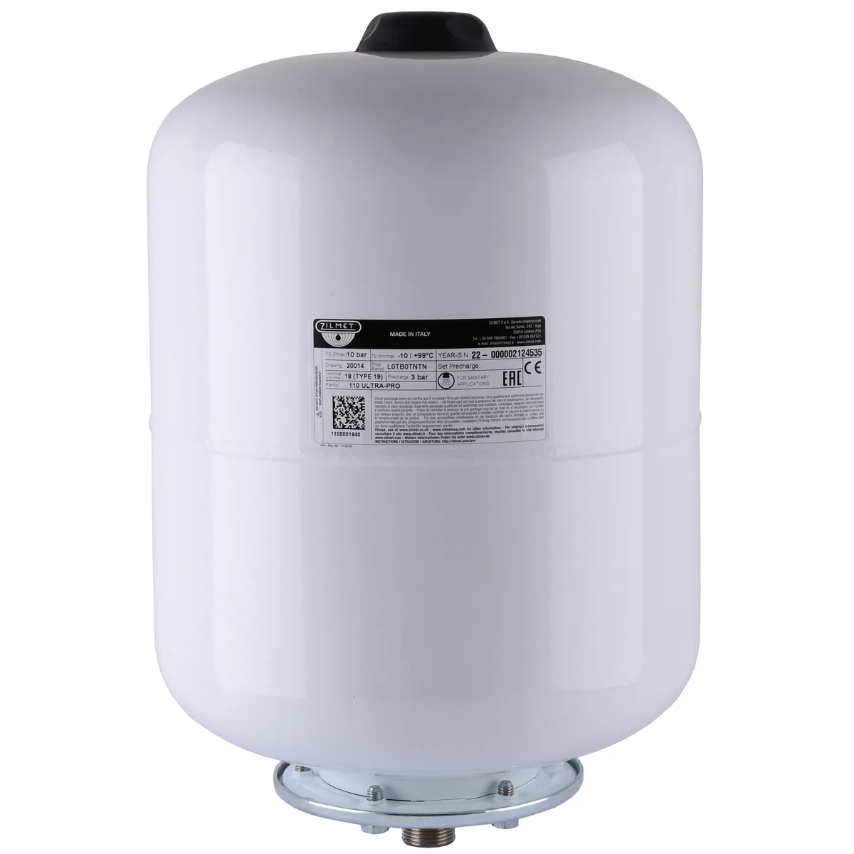 Гідроакумулятор зі змінною мембраною Zilmet ULTRA-PRO 10bar, білий