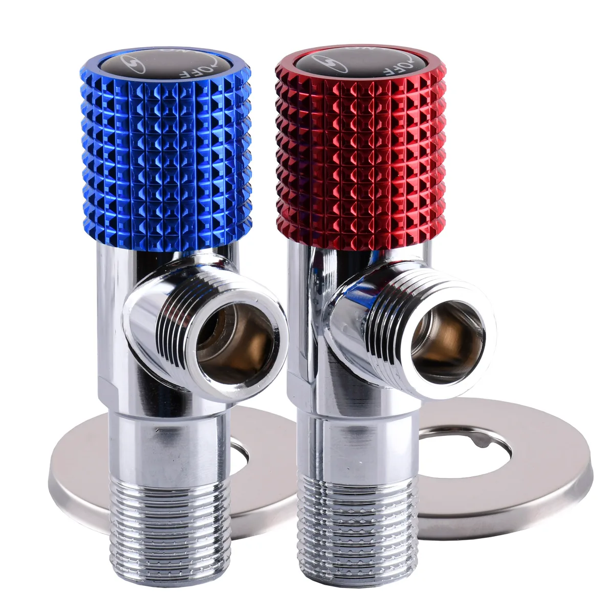 !!Набір кранів кутових кераміка EXCLUSIVE 1/2″X1/2″ 9889 RED/BLUE (1 уп.), SOLOMON