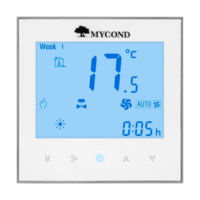 Термостат квадратний сенсорний білий LCD 2 канали AC220V Wi-Fi /MC-TRF-B2F-W-4 MYCOND/