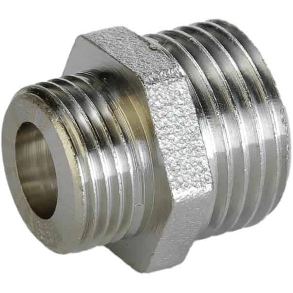 Ніпель редукційний 1/2″х3/8″ЗЗ нікельований під прокладку А0542-1А(нк)