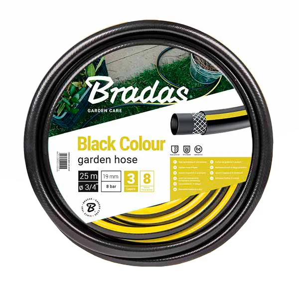 Шланг для поливу BLACK COLOUR 3/4″ 25 м, Польща чорний WBC3/425, Bradas