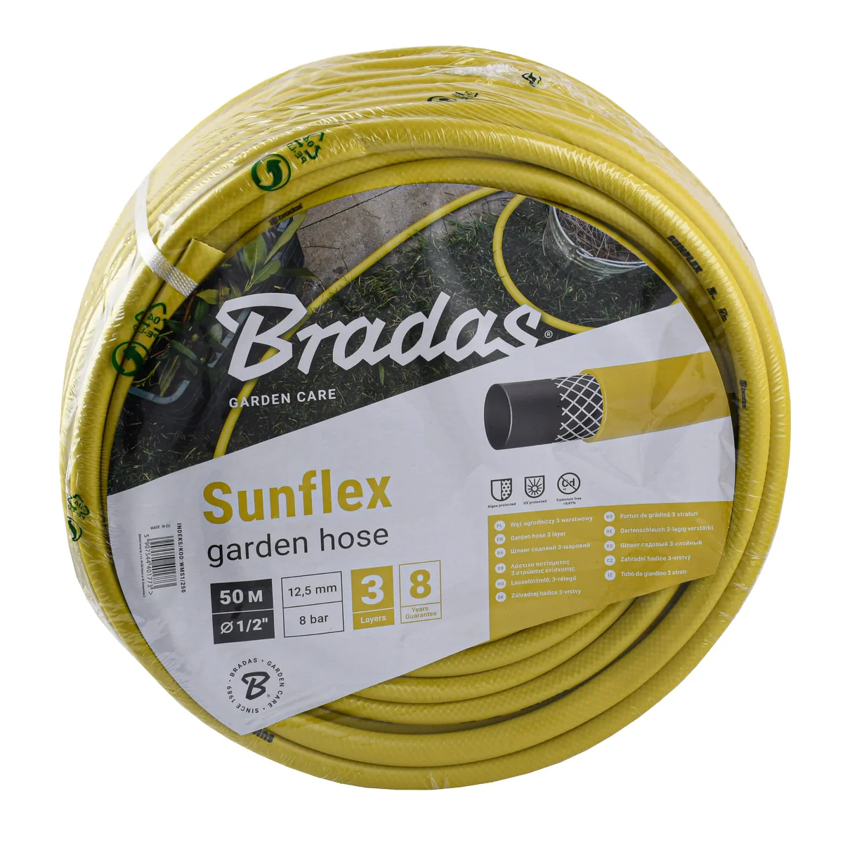 Шланг для поливу SUNFLEX 1/2″ - 50 м Польща жовтий WMS1/250, Bradas