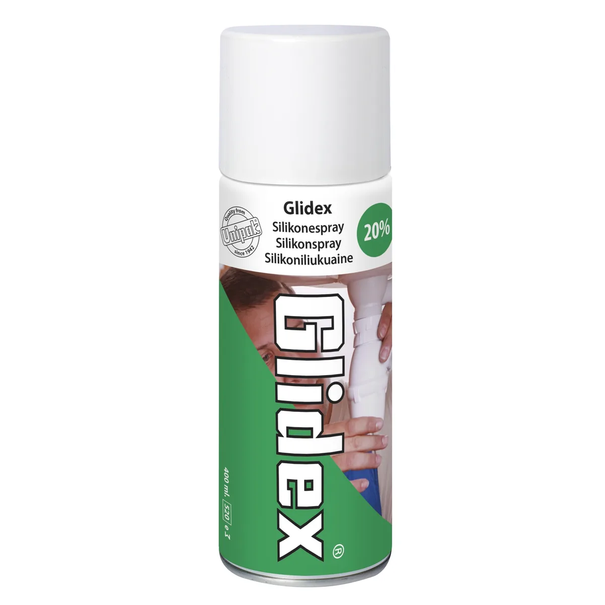 Змащувач для труб аерозольний Glidex 400ml (балончик), UNIPAK