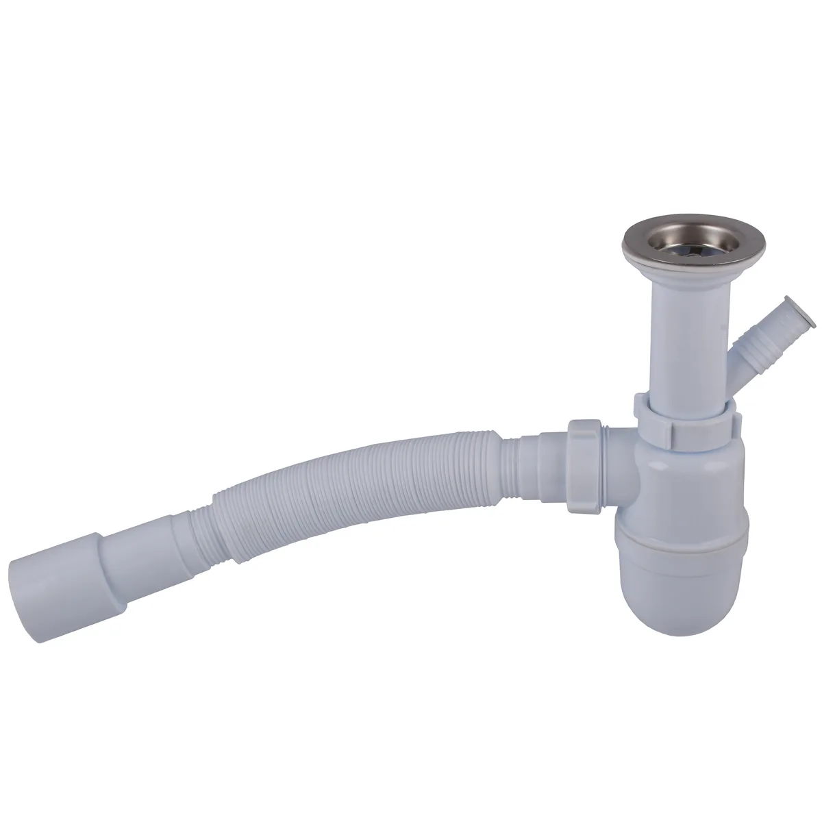 Сифон OPTIMUM11/2″×40 для умивальника та мийки з відведенням для пральної машини та гофротрубою 40×40/50 OPTI 13043