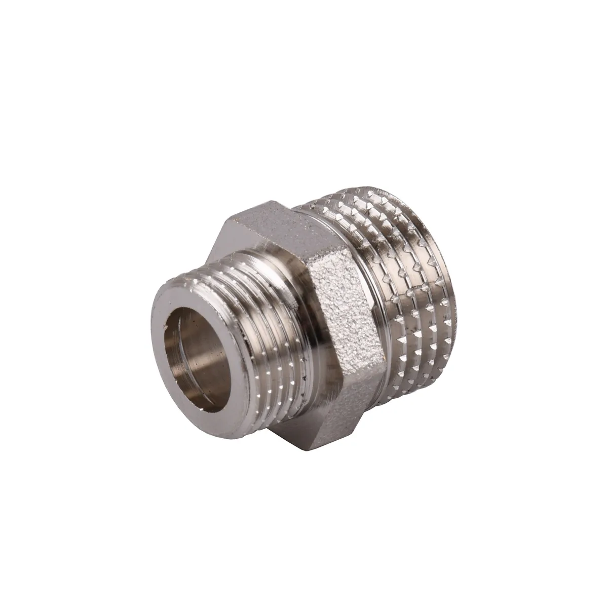 Ніпель редукційний 1/2″х3/8″ЗЗ нікельований під прокладку NN322G OPTIMUM