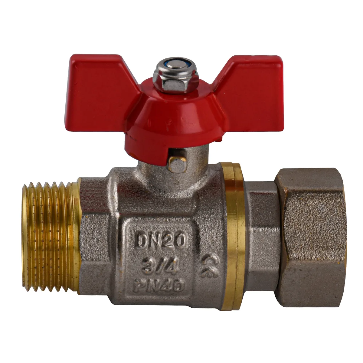 Кран кульовий прямий з накидною гайкою 3/4″ ЗВ PN40 (V5003-S), SOLOMON