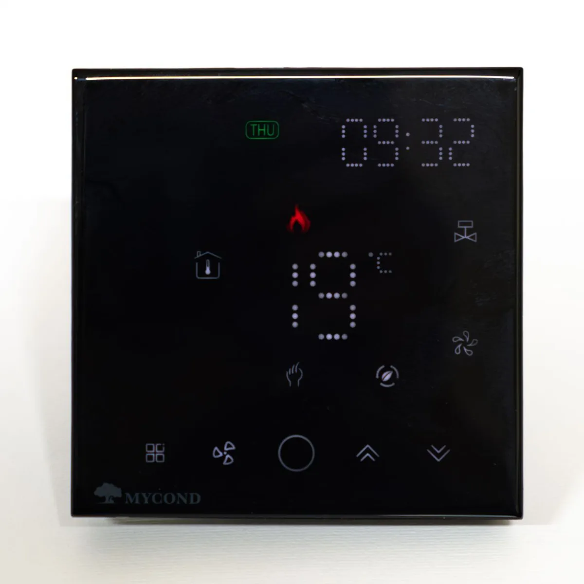 Термостат квадратний сенсорний чорний LED 1 канал AC220V Wi-Fi /MC-FB-B-WF MYCOND/
