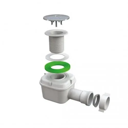 Сифон AF до душового піддону d60 кришка ABC зливна трубка d40, Хром, Aqua Factory Сифони