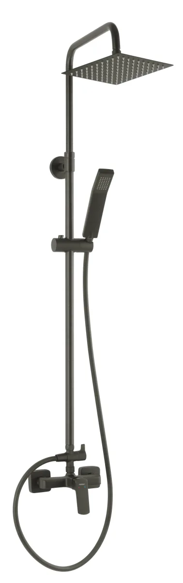 Система душ. зі змішувачем VITTO VERDELINE (лійка верх. Slim 20 см, лійка руч.1-F) gun metal, FERRO