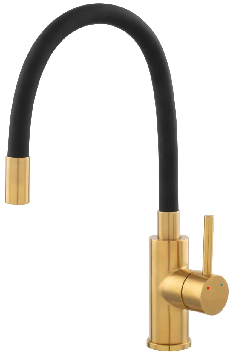 Змішувач для мийки Zumba Inox гнучкий, Матове золото, Ferro