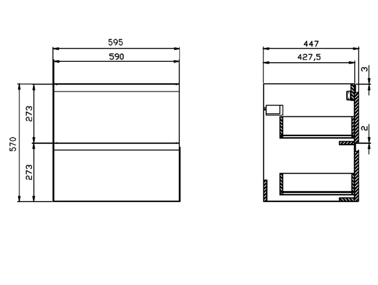 Шафка для умивальника Moduo 60, Сіра, Cersanit