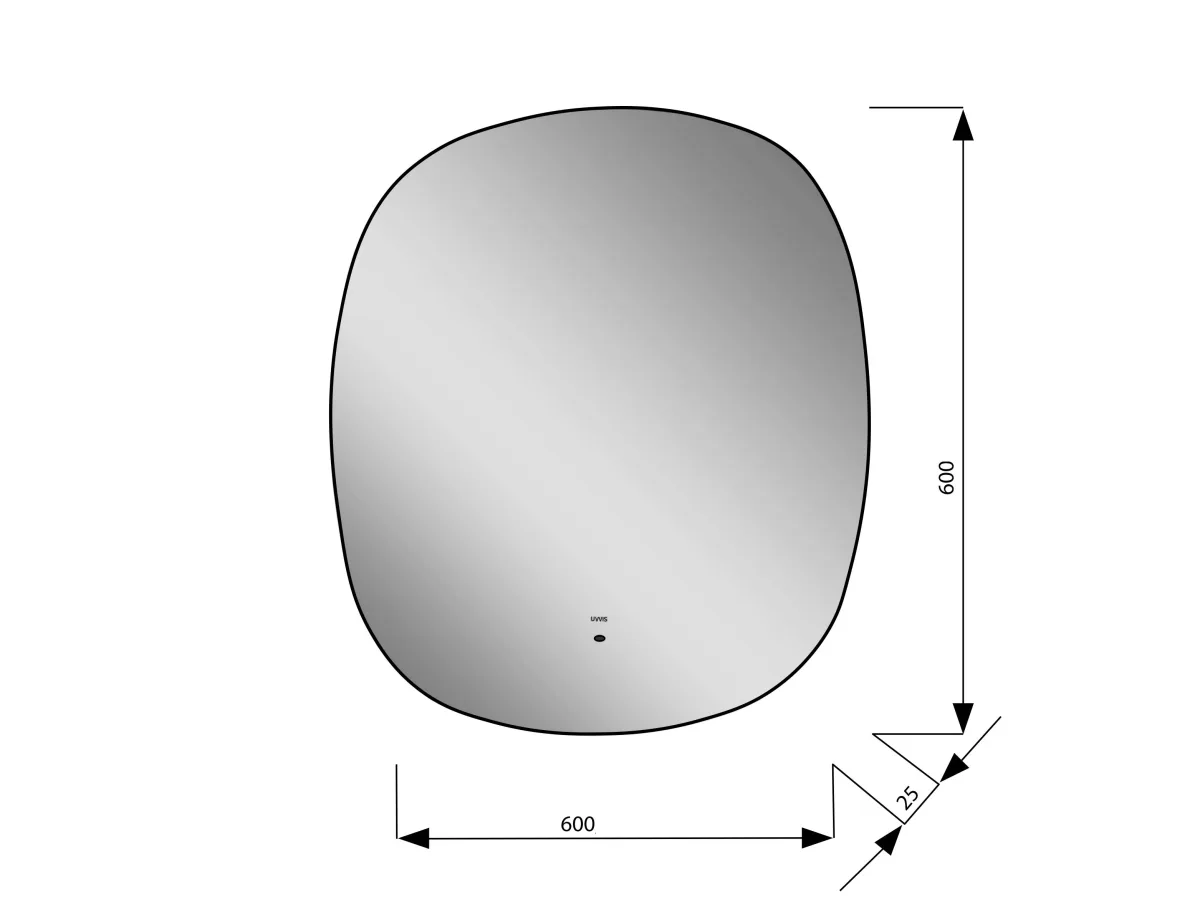 Дзеркало Crystal Z LED motion sensor, 600×600, Юввіс