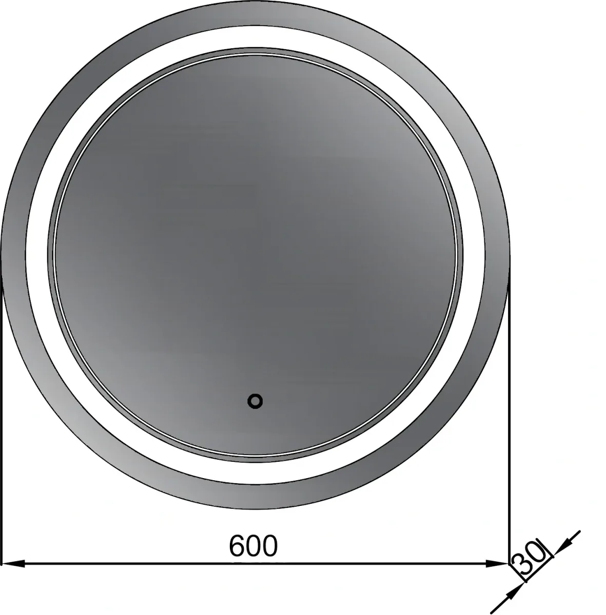 Дзеркало Kolo Z LED touch control, 600×600, Юввіс