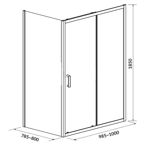 Душова кабіна Basic з розсувними дверми прозоре скло, 100×80×185, Cersanit