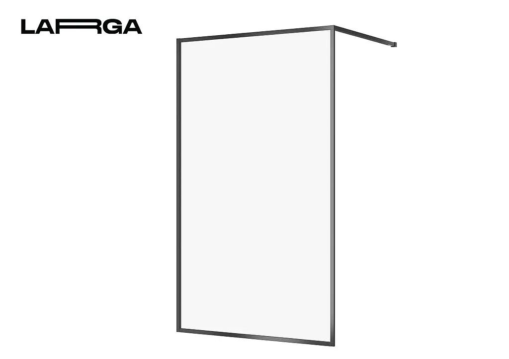 Кабіна душова Walk-in Larga профіль прозоре скло, 120×200, Чорний, Cersanit