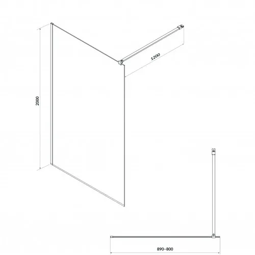 Кабіна душова Walk-in Mille скло транспарент, 90×200