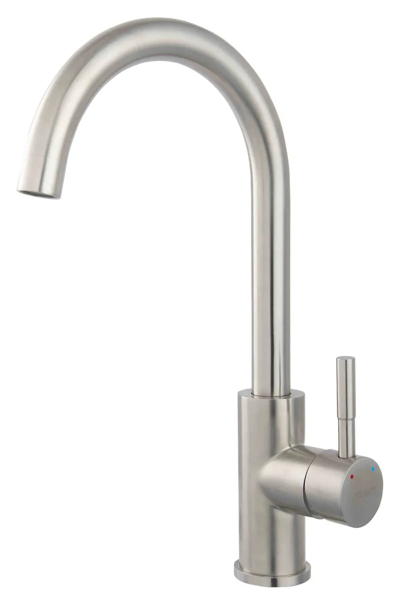 Змішувач Camira Inox, кухня, нержавіюча сталь, С-подібний, FERRO