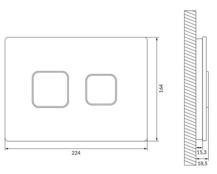 Кнопка змиву пневматична AQUA/SYSTEM Accento Square Glass White UA, Cersanit