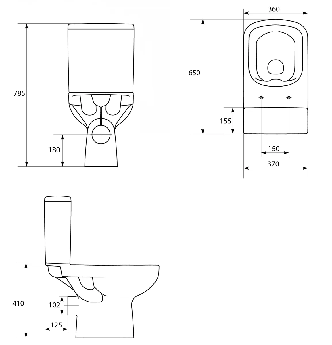 Компакт 575 Colour Clean On 011 3/5 з сидінням дуропластовим мікроліфт, Біле, Cersanit