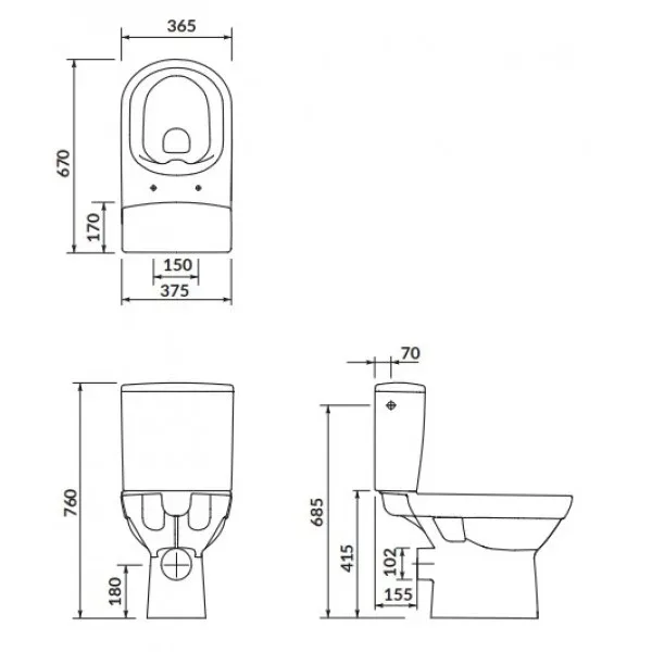Компакт 601 City NEW Clean ON 010 3/5 дюропласт лифт, Cersanit