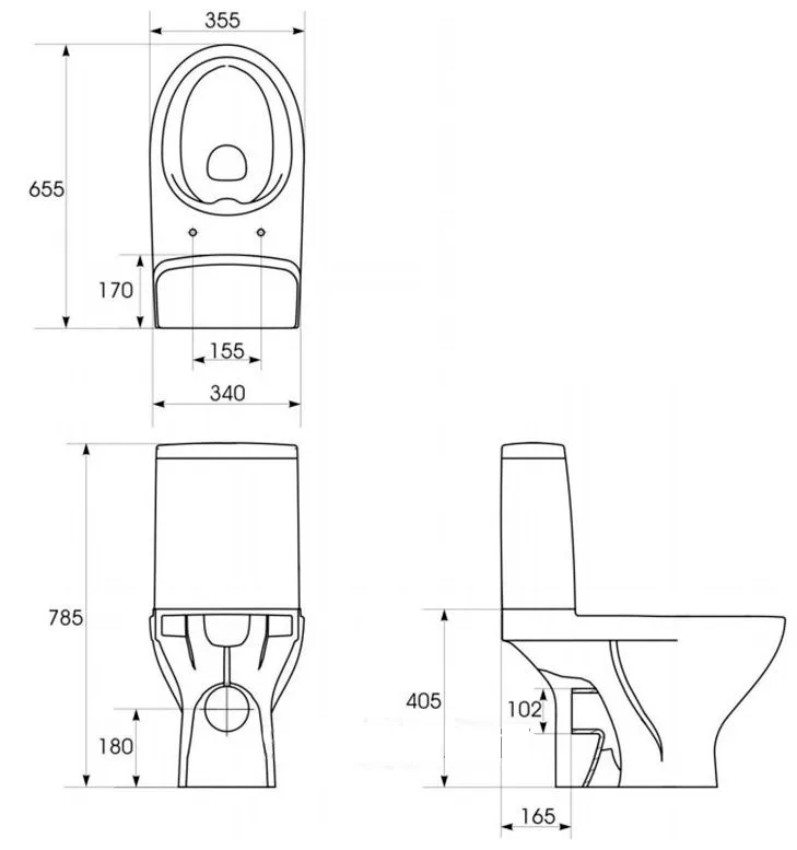 Компакт 667 Moduo Clean ON 011 3/5 З дуропластовою кришкою слім Wrap з плавним закриванням і функцією простого зняття, Cersanit