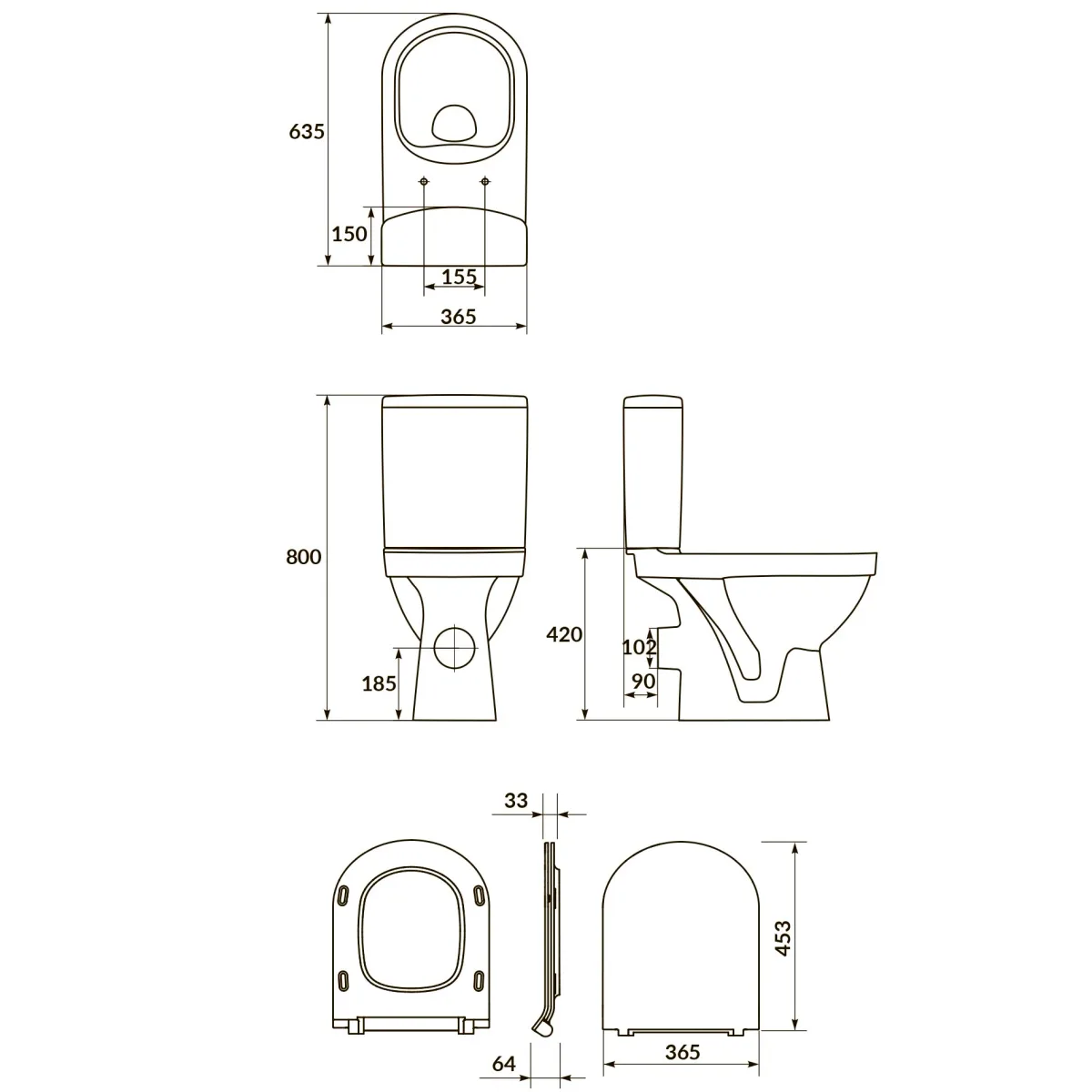Компакт 781 Zip Simple ON 011 3/5 З дюропластовим сидінням Slim з плавним закриванням і функцією про, Cersanit