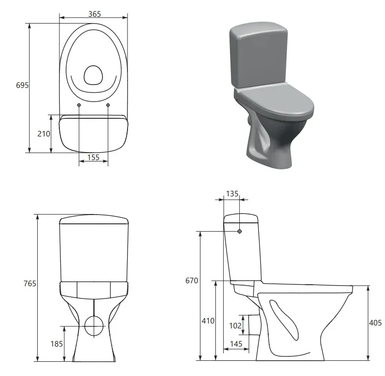 Компакт 802 EKO Simpleon 010 3/6 PP MH M, Cersanit