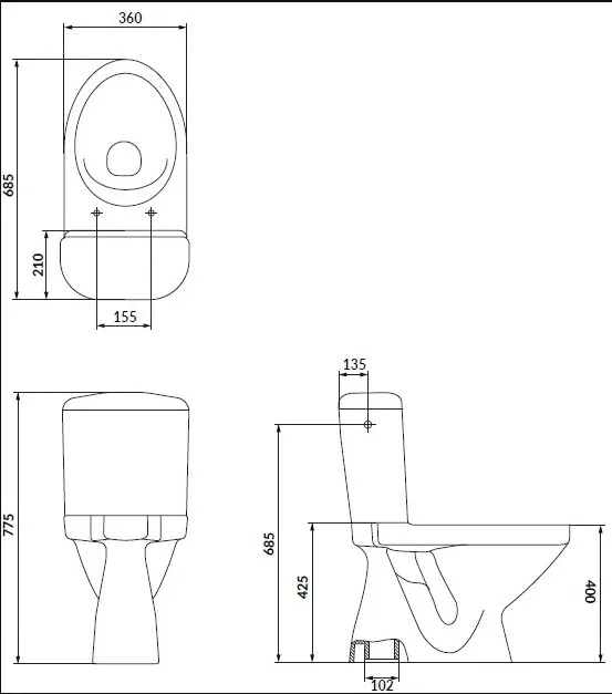 Компакт 835 EKO II Simpleon 020 3/5 TS PP MH M, Cersanit