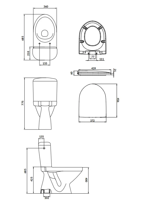 Компакт 836 EKO II Simpleon 020 3/5 TS DUR SC M, Cersanit