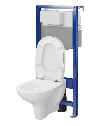 Комплект C36: Інсталяція Aqua 50 QF механічна підвісний унітаз Arteco Cleanon з туалетним сидінням з плавним закриванням і функцією простого зняття, Cersanit