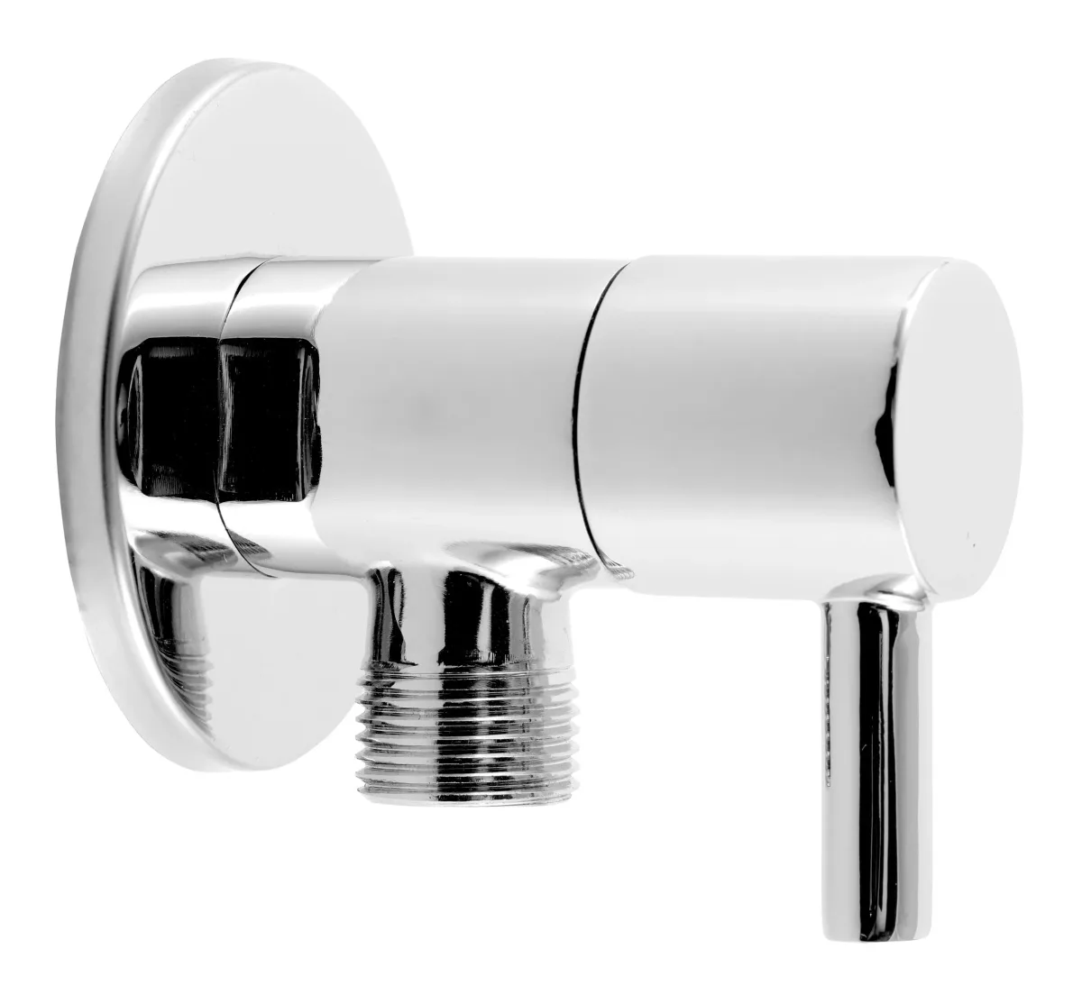 Кран кутовий з керамічною головкою і розеткою G1/2×3/8 Rotondo, Хром, Ferro