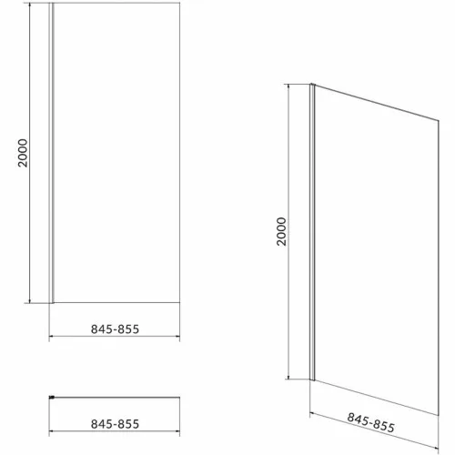 Стінка нерухома душова Crea прозоре скло, 90×200, Cersanit
