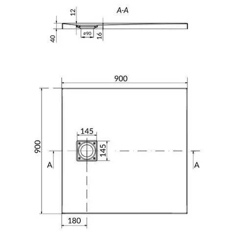 Піддон душовий тако Slim без сифона, 90×4, Cersanit