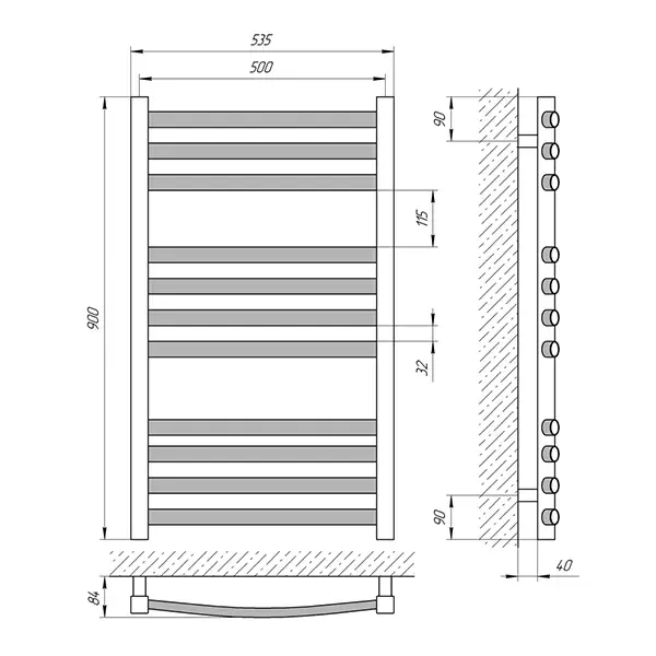 Рушникосушка Гранд П11, 500×900, Laris