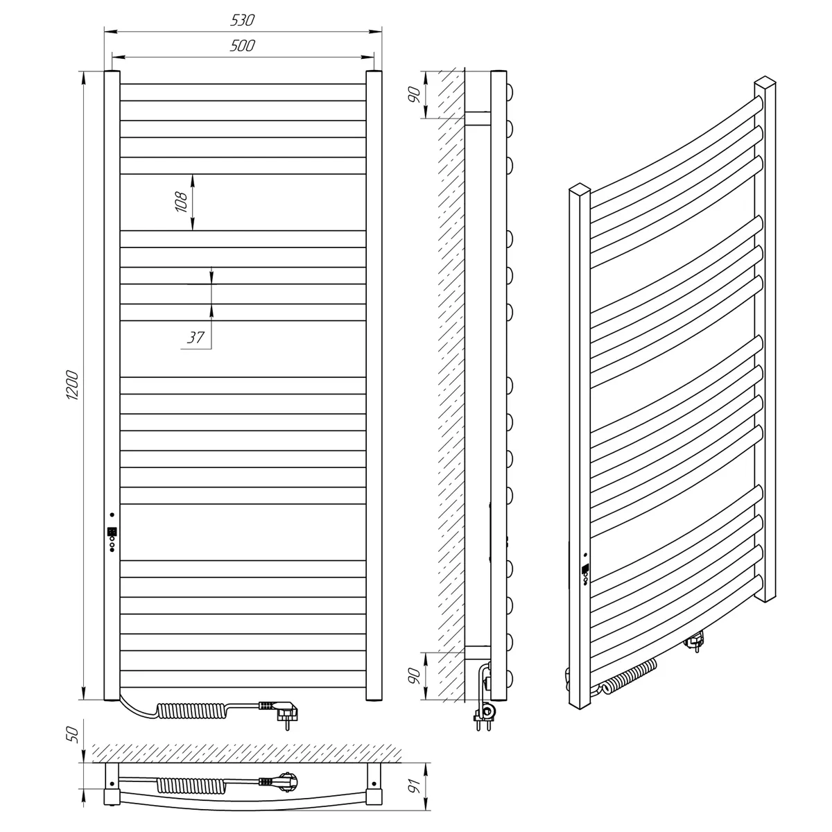 Рушникосушка Гранд П14, 500×1200 00000029499, Laris