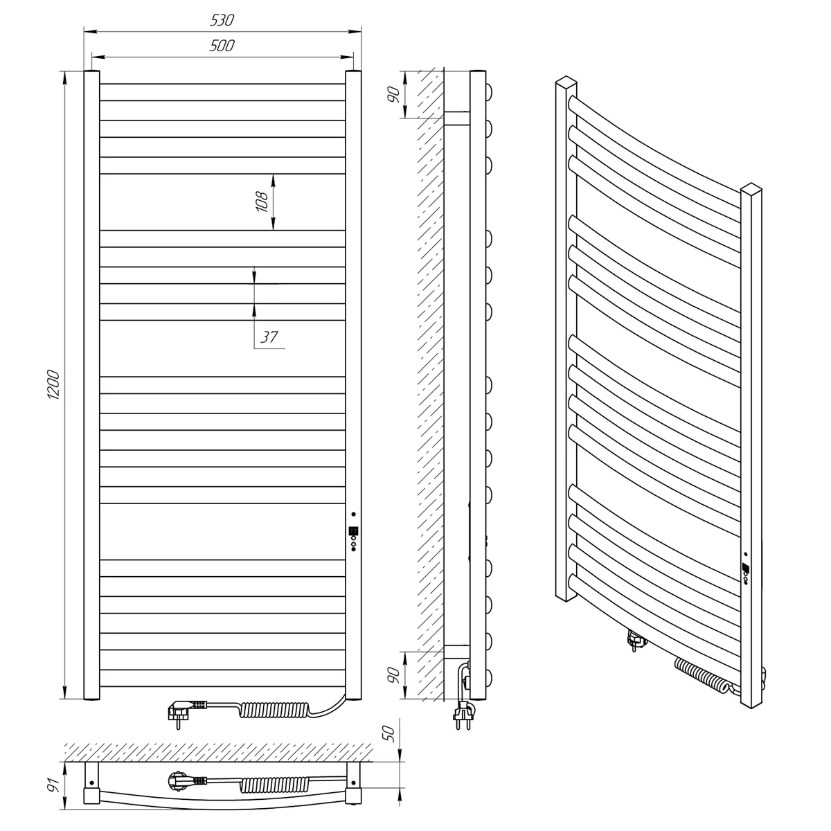 Рушникосушка Grand P14, 500×1200, Laris