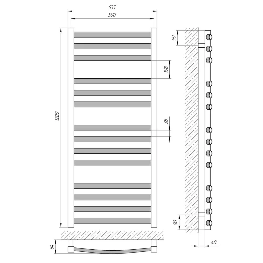 Рушникосушка Гранд П14, 500×1200 00000029501, Laris