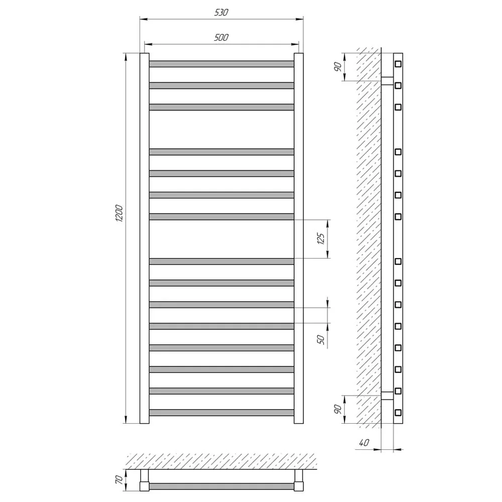 Рушникосушка Імідж П15, 500×1200, Laris