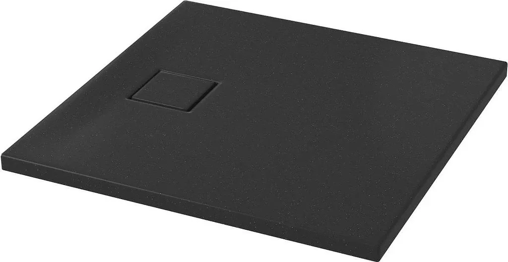 Сет B458 душовий піддон квадратний TAKO SLIM 80×4 чорний матовий + сифон