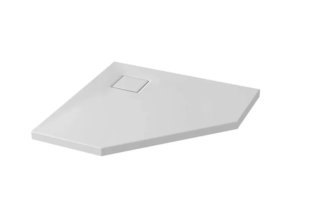 Сет B544 душовий піддон п'ятикутний Tako Slim сифон, 80×4, Білий матовий, Cersanit
