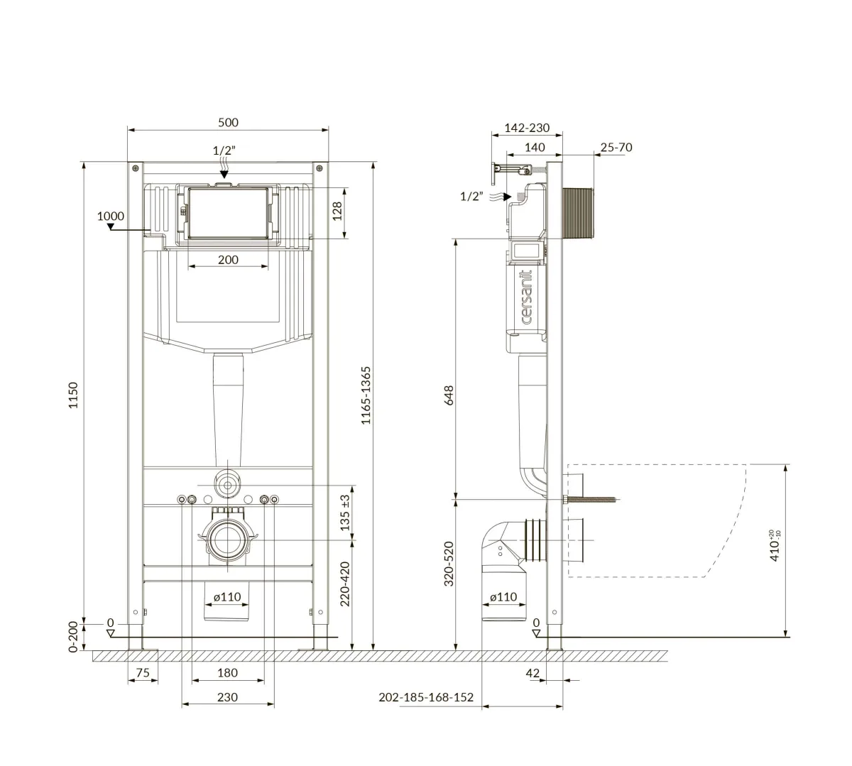 Система інсталяції Aqua 50 Mech QF, Cersanit