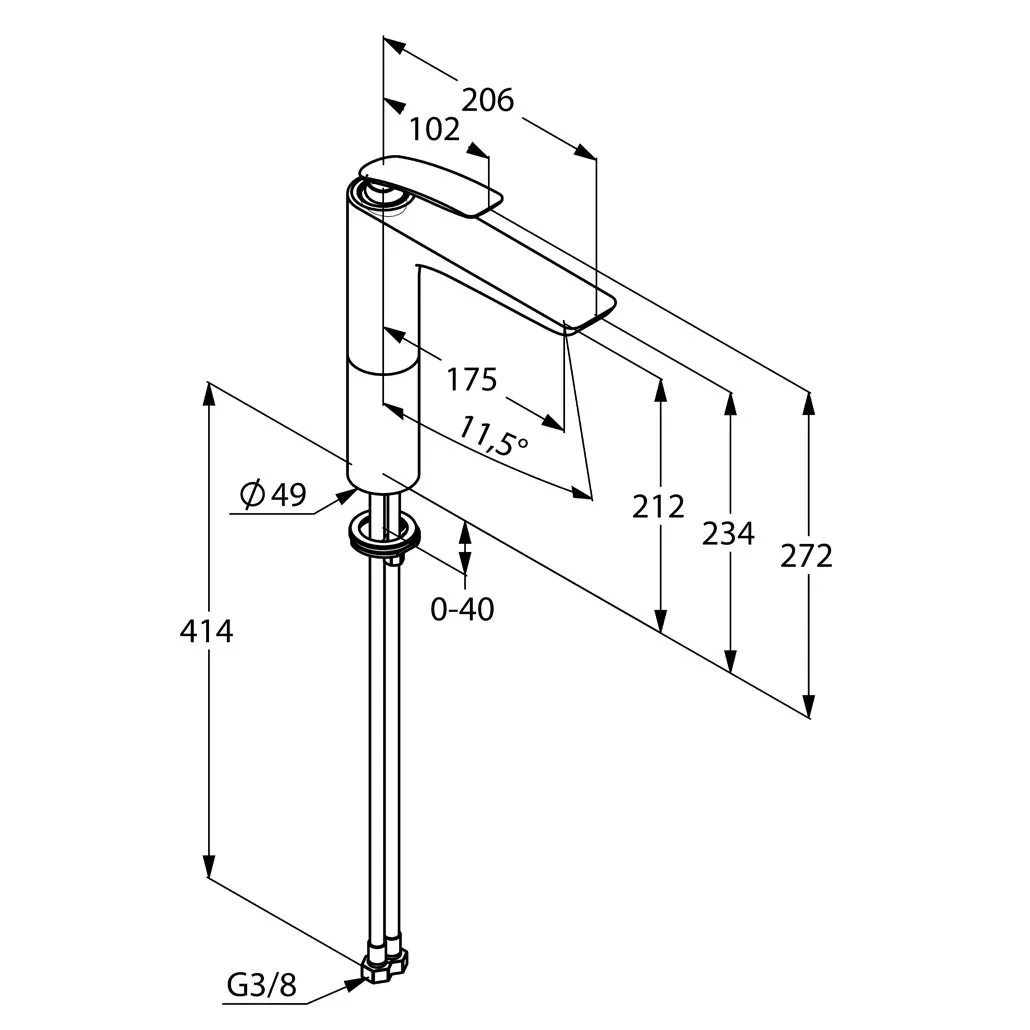 Змішувач Balance д/умивальника h 213 mm, Kludi