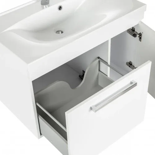 Тумба CATARINA-800 з умивальником Yonna в комплекті з силіконом 26855+32720, Біла, Norway