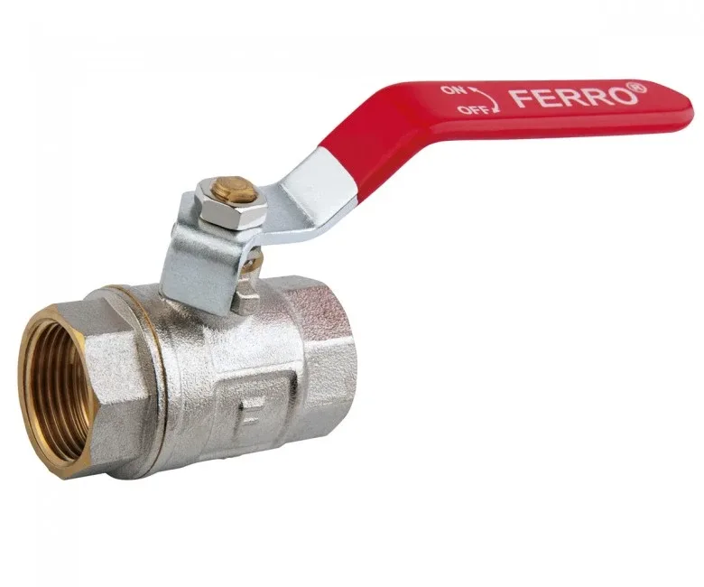 Кран кульовий 3/8" зовнішній-зовнішній ручка метал важіль, Ferro