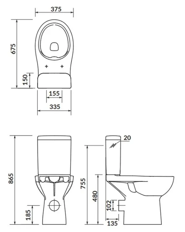 Компакт 579 Etiuda NEW Clean ON 010 3/6 л без сидіння, Cersanit