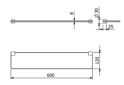 Полиця скляна L-600 mm Vela R, Брашоване золото, Kludi
